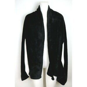 Natori Women's Shawl Wrap Poncho Black Soft Fleece Size Small / Med